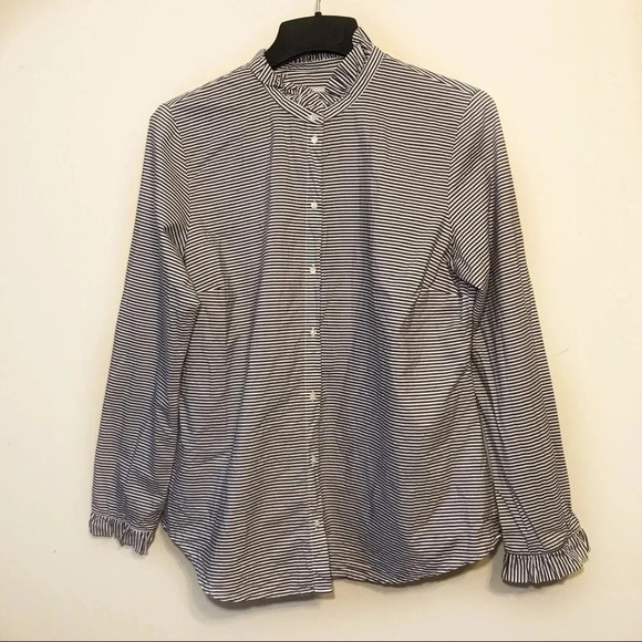 Gap Maternity Striped Ruffle Button Down Shirt - Picture 1 of 6